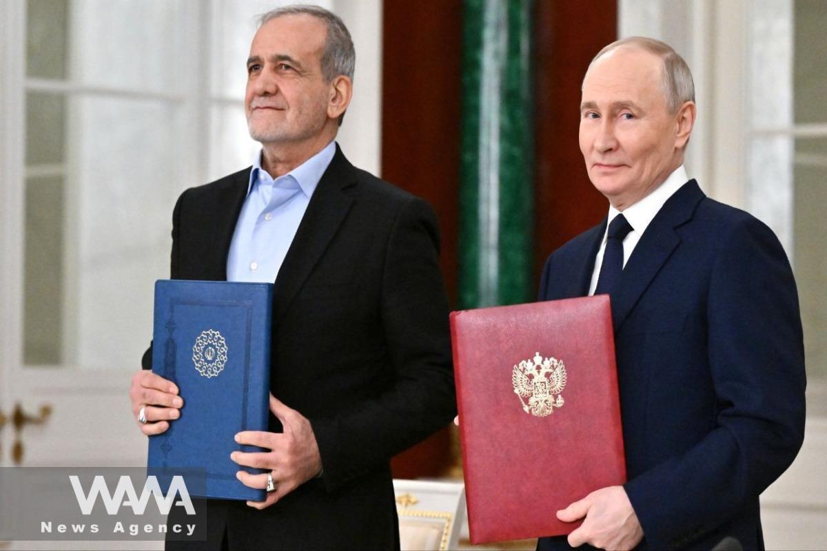 Russian President Vladimir Putin and Iranian President Masoud Pezeshkian meet in Moscow, Russia January 17, 2025. / WANA News Agency