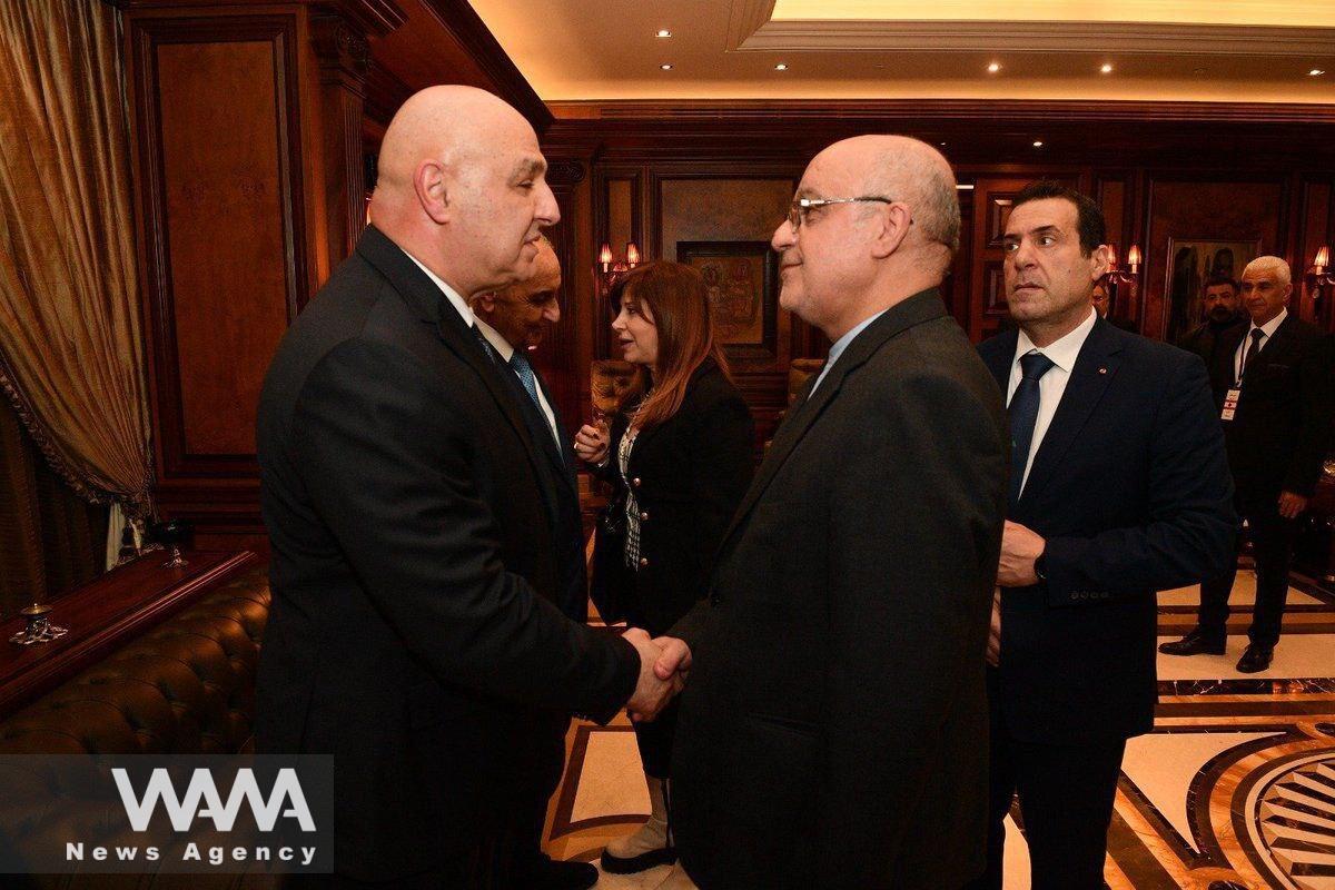 The Iranian Ambassador to Beirut, Mojtaba Amani and Joseph Aoun, lebanon's president