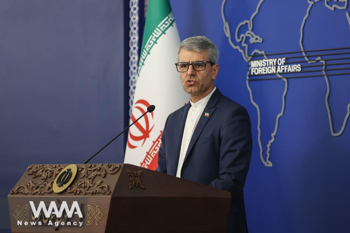 Iran's Foreign Ministry spokesman Esmail Baqaee speaks during a press conference in Tehran, Iran, January 6, 2025. Majid Asgaripour/WANA (West Asia News Agency)