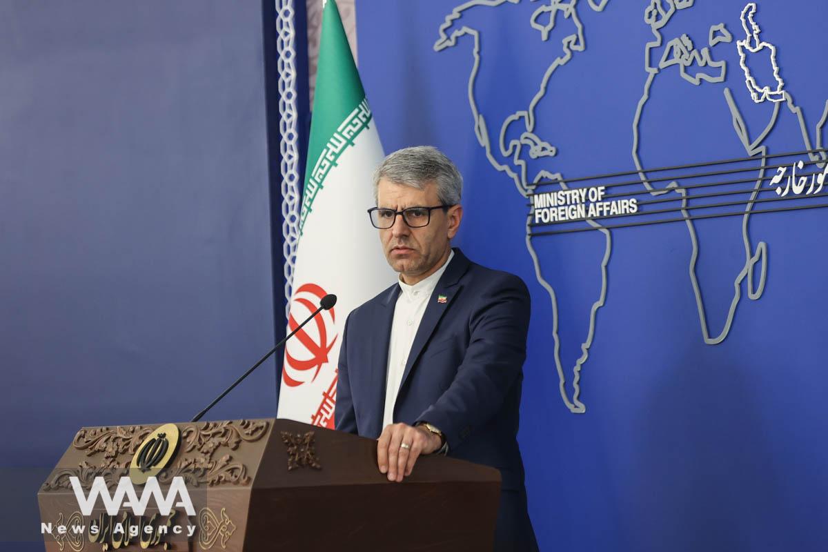 Iran's Foreign Ministry spokesman Esmail Baqaee speaks during a press conference in Tehran, Iran, January 6, 2025. Majid Asgaripour/WANA (West Asia News Agency)