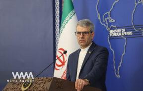 Iran's Foreign Ministry spokesman Esmail Baqaee speaks during a press conference in Tehran, Iran, January 6, 2025. Majid Asgaripour/WANA (West Asia News Agency)