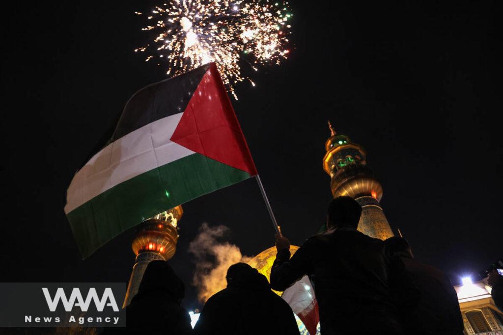 Iranians light fireworks during a celebration after the news of a ceasefire between Hamas and Israel, in Tehran, Iran, January 16, 2025. Majid Asgaripour/WANA (West Asia News Agency)