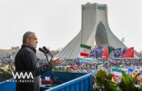 Iran’s President Masoud Pezeshkian at the 46th Anniversary of the Islamic Revolution / WANA News Agency