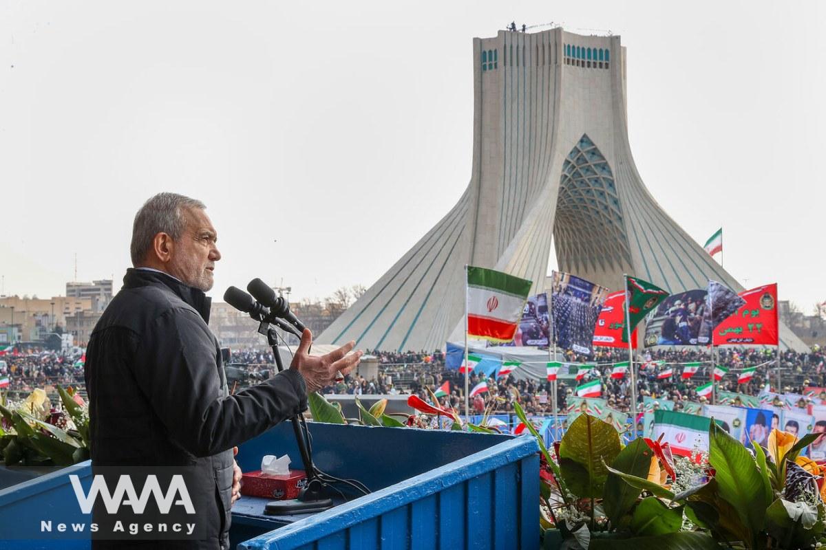 Iran’s President Masoud Pezeshkian at the 46th Anniversary of the Islamic Revolution / WANA News Agency