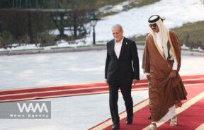 The Emir of Qatar was welcomed by the President of Iran at Saadabad Palace. President PR / WANA News Agency