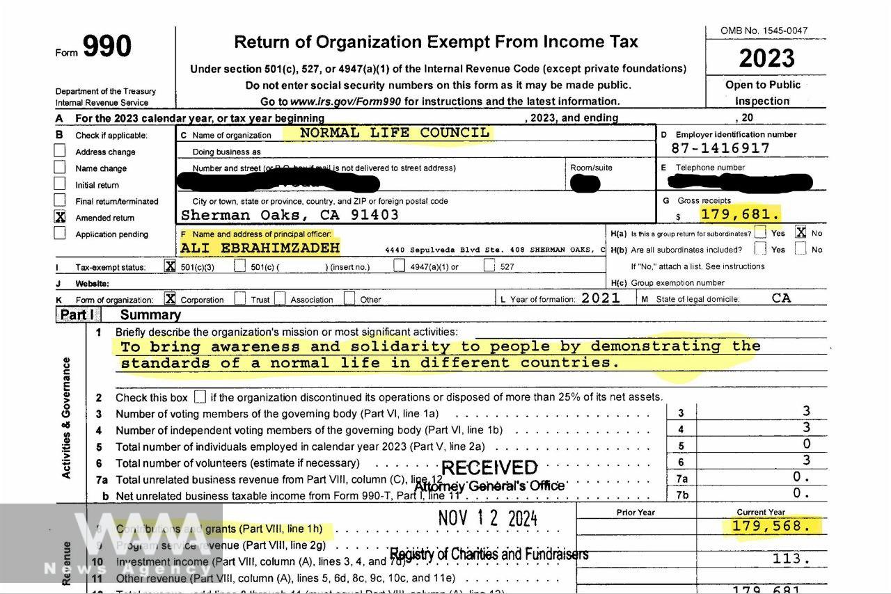 A California state document shows that Ali Ebrahimzadeh received $180,000 in 2023 from the United States for his anti-Iranian activities. The document states that the funds are for raising awareness and solidarity among the people of Iran and showing them a normal life.