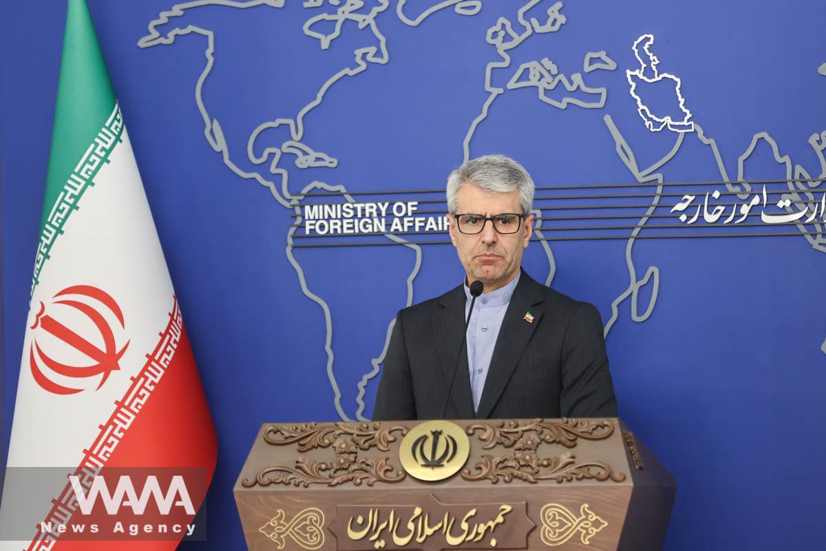 Iran's Foreign Ministry spokesman Esmail Baqaee, attends a press conference in Tehran