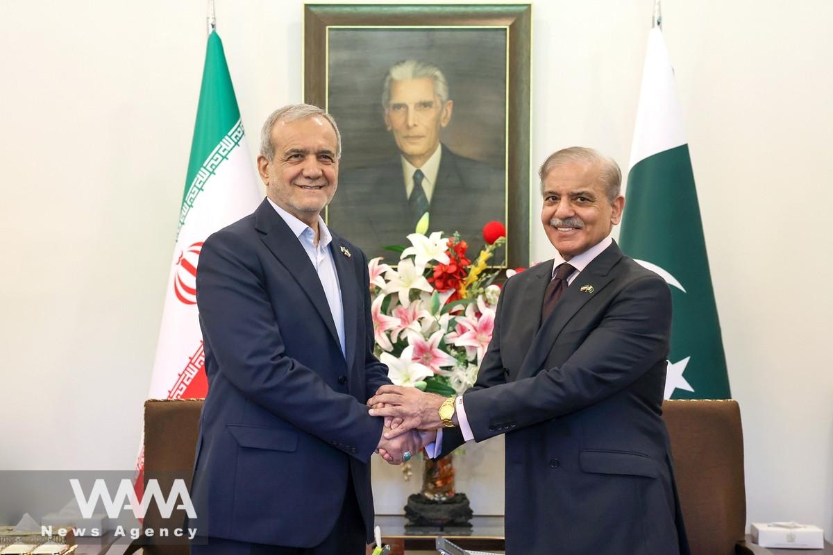 President Masoud Pezeshkian and Pakistani Prime Minister Sharif. Social media/ WANA News Agency