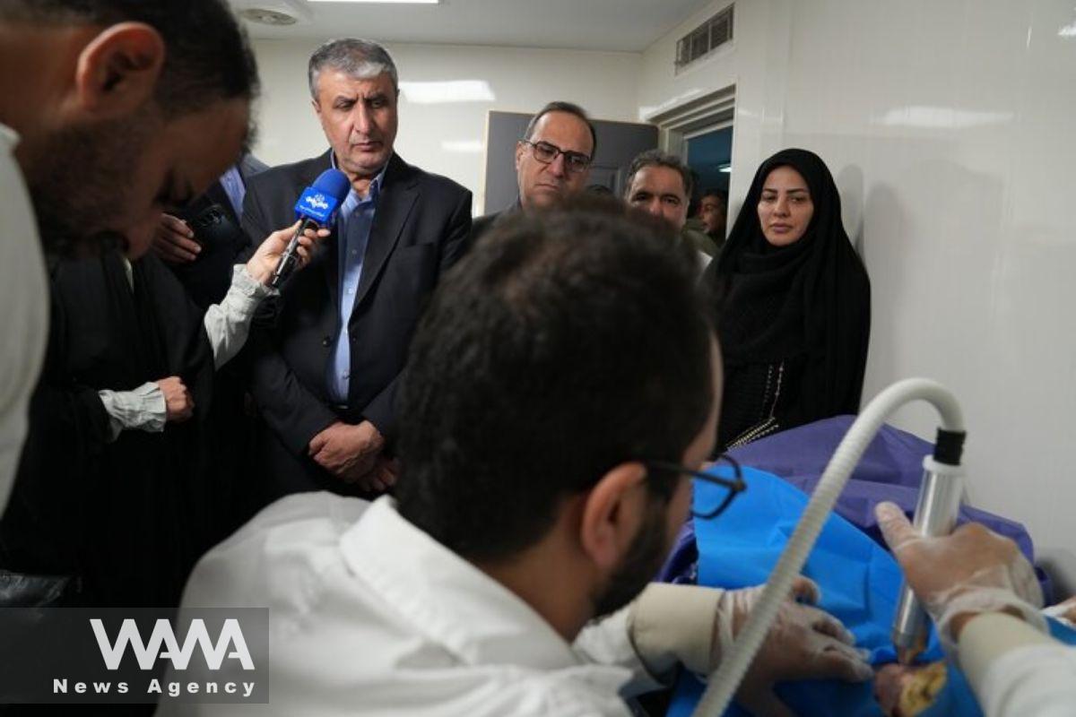 Mohammad Eslami, Vice President and Head of the Atomic Energy Organization in inauguration ceremony of nine wound treatment clinics. Social media/ WANA News Agency
