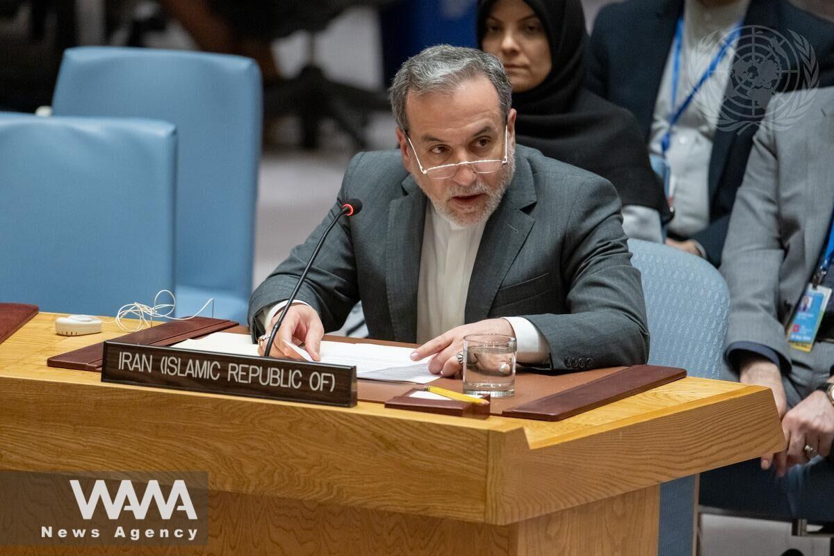 Araghchi at the UN Security Council session. Social media /WANA News Agency