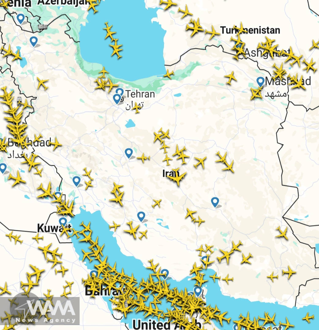 Status of Iran’s Airspace on October 22, 2025. Social media/ WANA News Agency