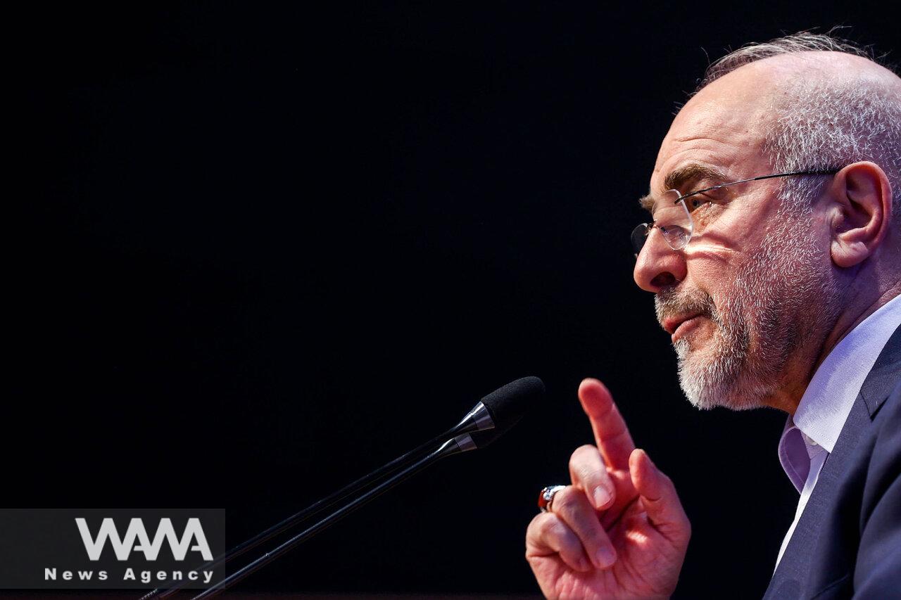 Iranian Parliament Speaker Mohammad Bagher Ghalibaf speaks during a press conference in Tehran, Iran December 2, 2025 / WANA (West Asia News Agency)